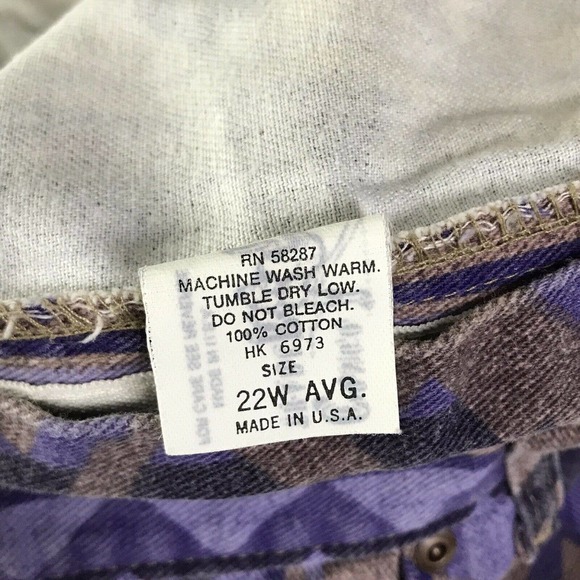 Congo Trader Women's 22W Jean Shorts Purple Brown Aztec Western Cut Off VTG C6 - Picture 3 of 4